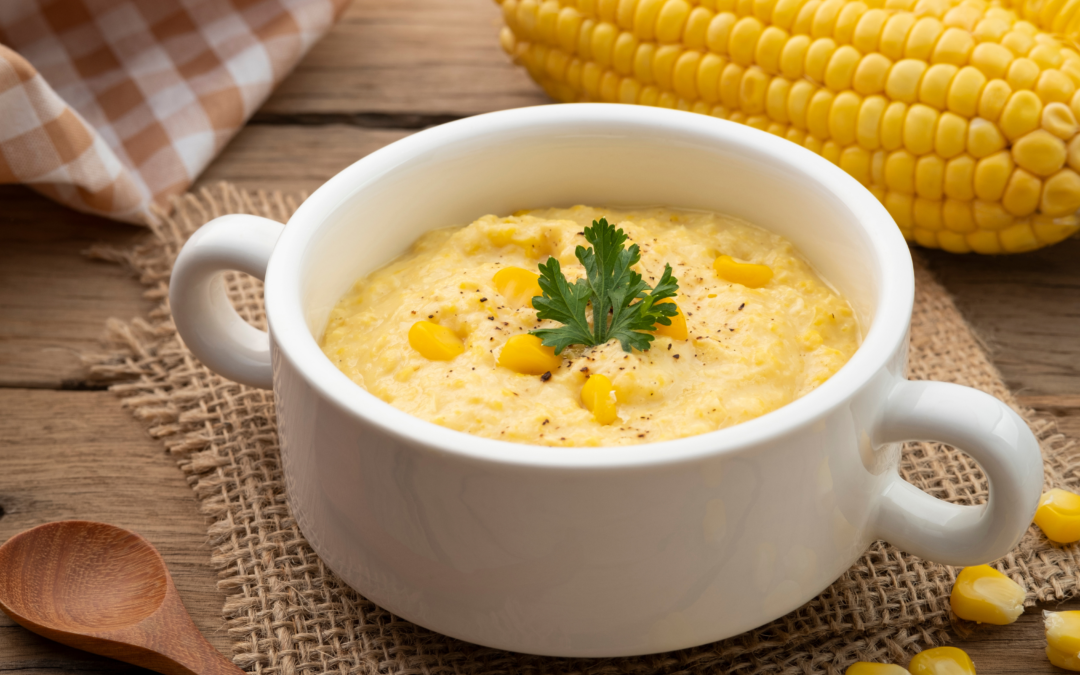 Chicken and sweet corn soup with noodles