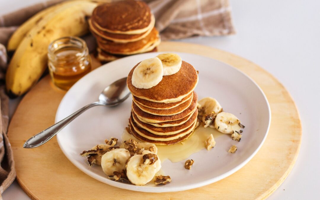 Fluffy banana protein pancakes